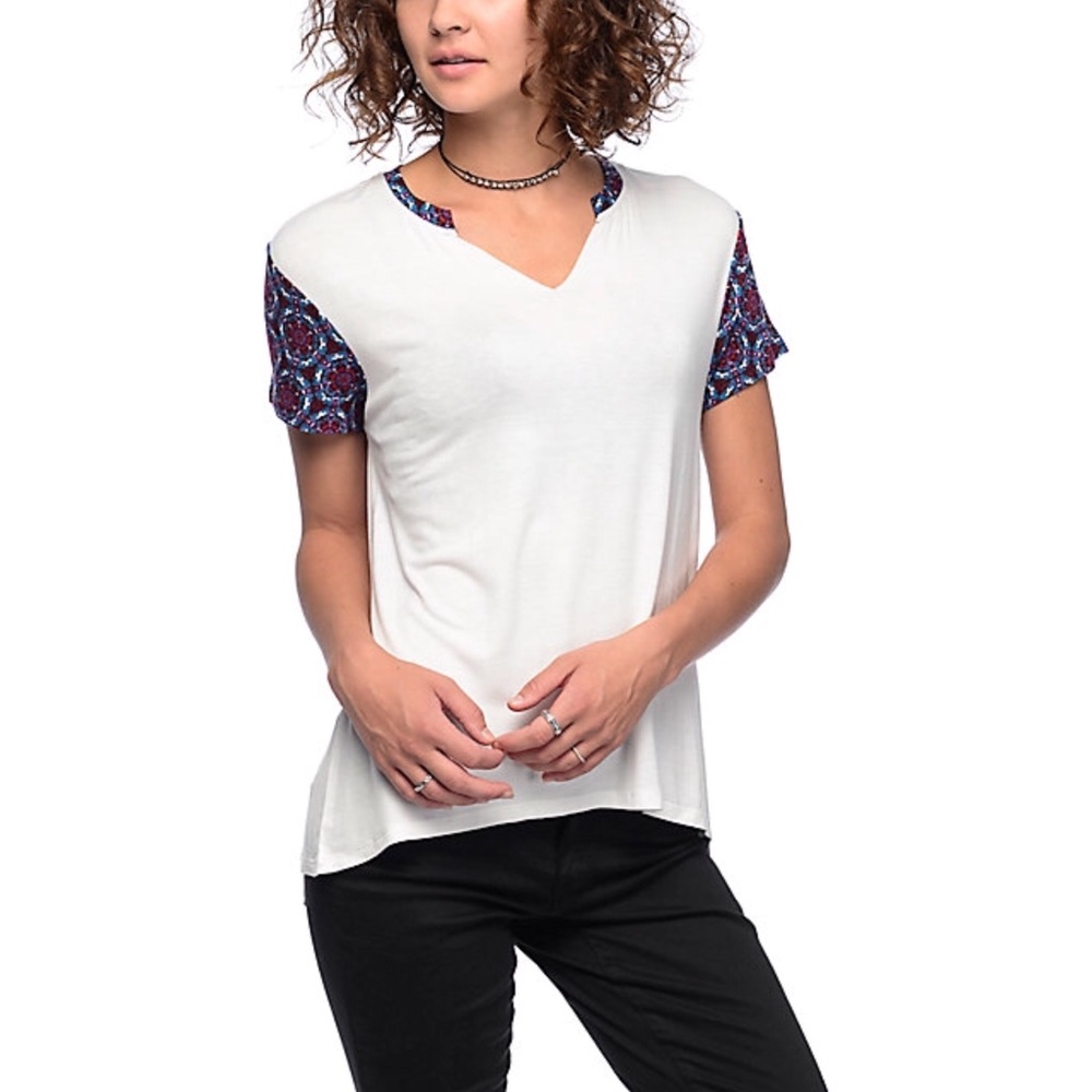 printed sleeve white t-shirt